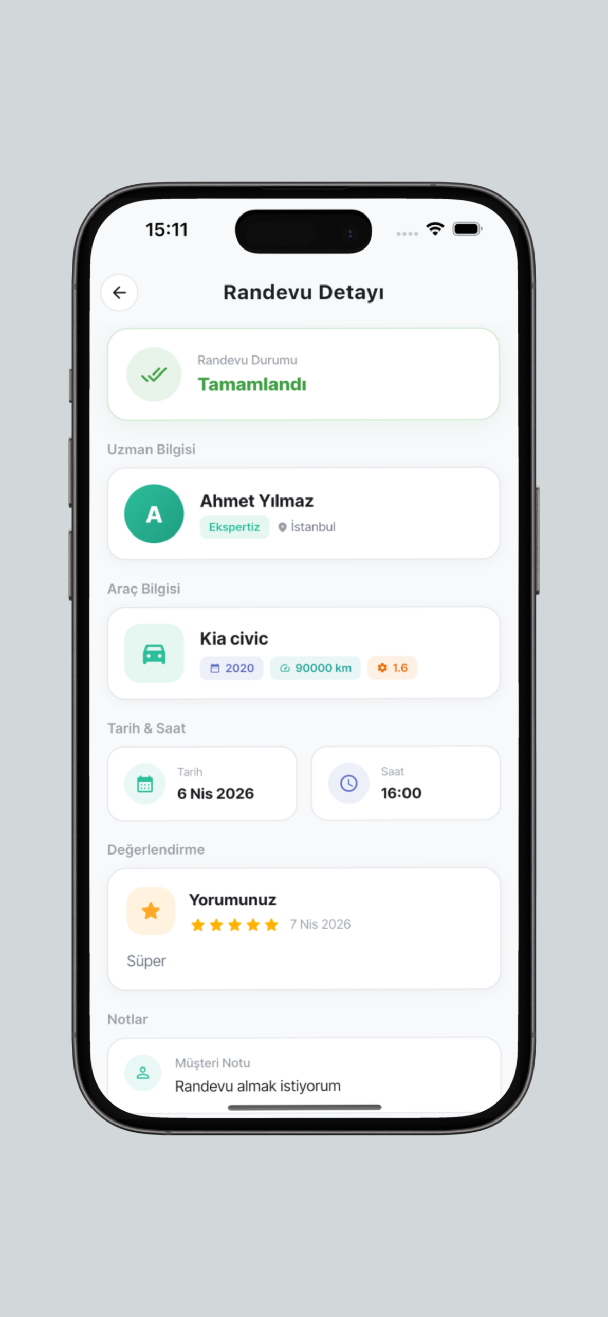 E-Oto Sanayi Usta Yorum ve Randevu Detayı